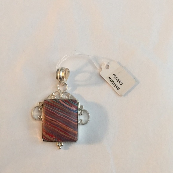RAINBOW Calsilica Sterling Silver Pendant - Picture 1 of 3